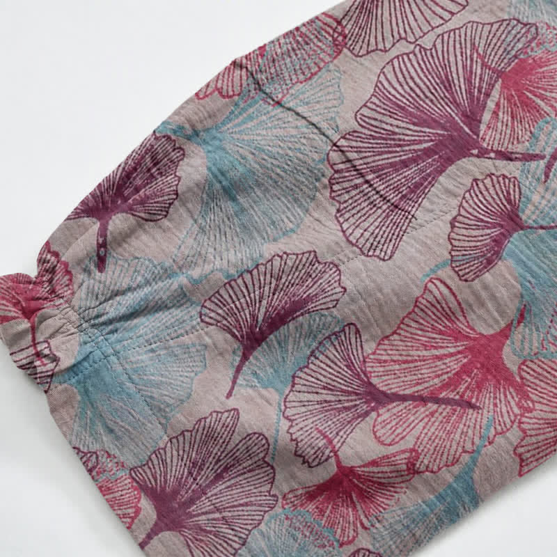 Ownkoti Relaxed Ginkgo Leaf Cotton Harem Pants - image 10