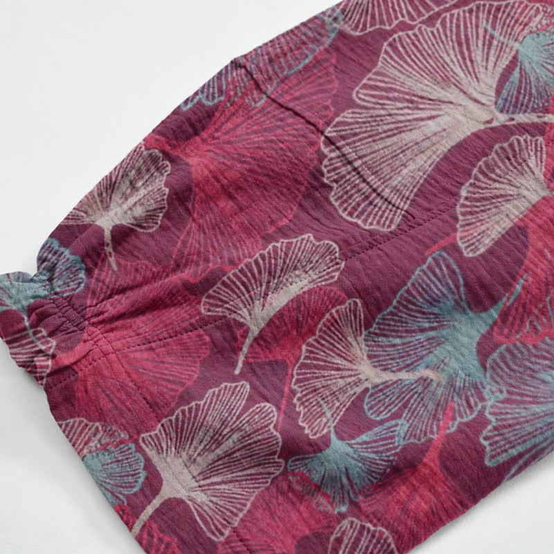 Ownkoti Relaxed Ginkgo Leaf Cotton Harem Pants - image 4