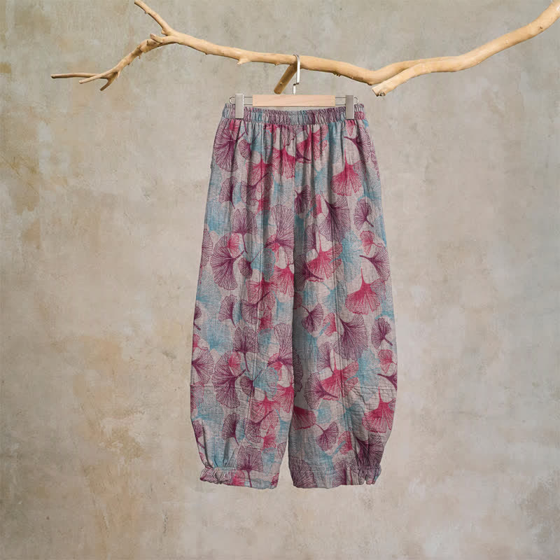Ownkoti Relaxed Ginkgo Leaf Cotton Harem Pants - image 7