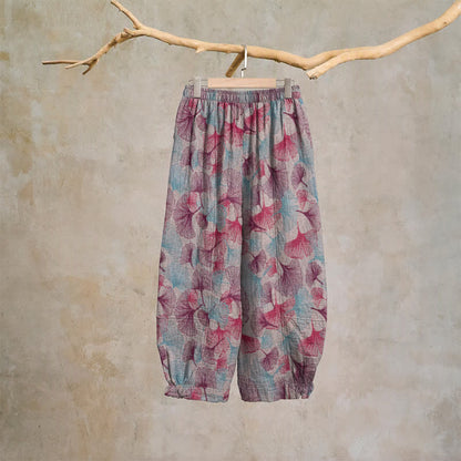 Ownkoti Relaxed Ginkgo Leaf Cotton Harem Pants - image 7
