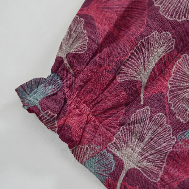 Ownkoti Relaxed Ginkgo Leaf Cotton Harem Pants - image 5