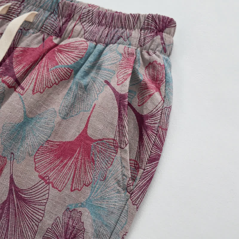 Ownkoti Relaxed Ginkgo Leaf Cotton Harem Pants - image 9