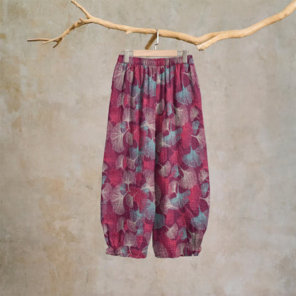Ownkoti Relaxed Ginkgo Leaf Cotton Harem Pants - image 1