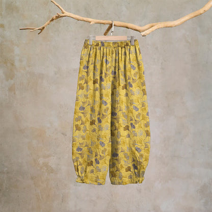 Ownkoti Retro Ginkgo Leaf Cotton Lounge Pants - image 1
