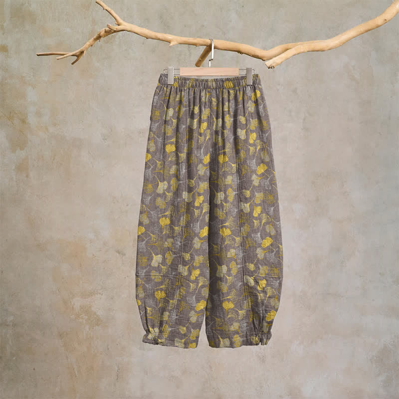 Ownkoti Retro Ginkgo Leaf Cotton Lounge Pants - image 19