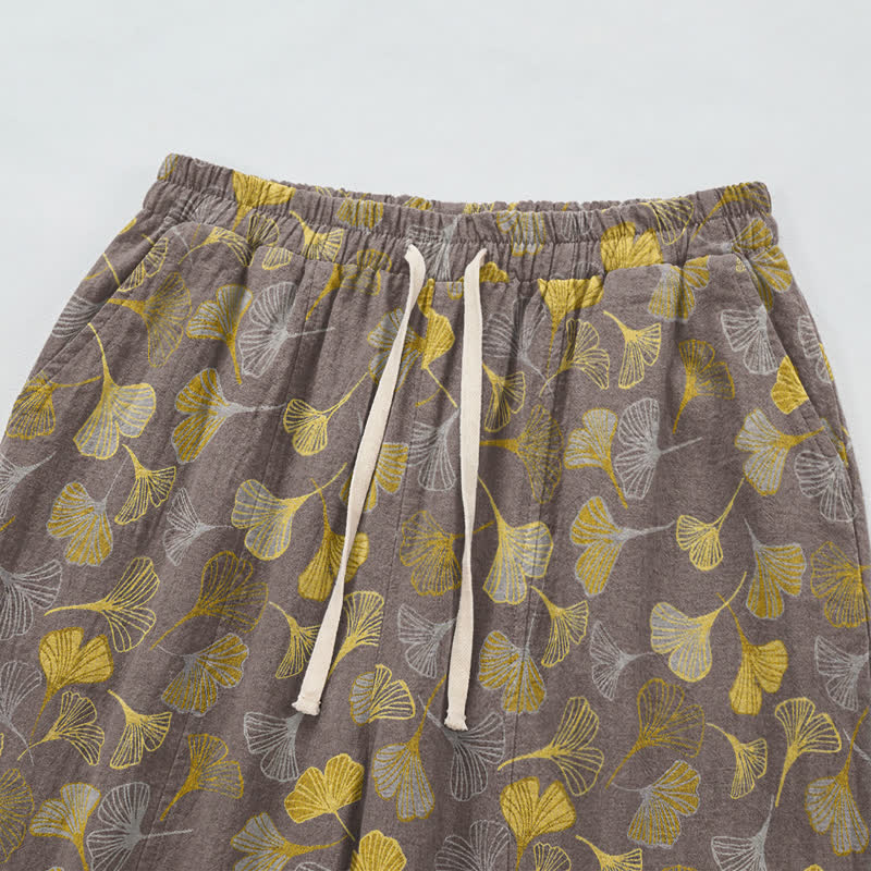 Ownkoti Retro Ginkgo Leaf Cotton Lounge Pants - image 20