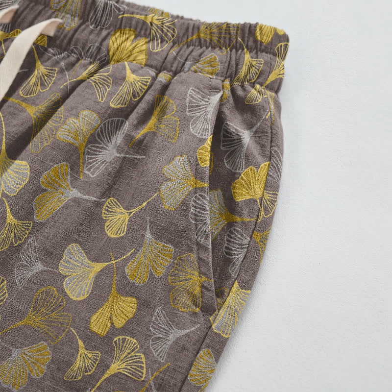Ownkoti Retro Ginkgo Leaf Cotton Lounge Pants - image 21