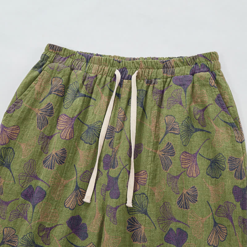 Ownkoti Retro Ginkgo Leaf Cotton Lounge Pants - image 8