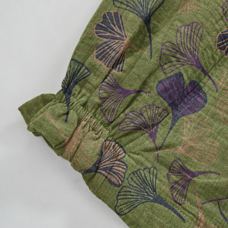 Ownkoti Retro Ginkgo Leaf Cotton Lounge Pants - image 11