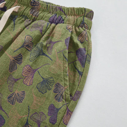 Ownkoti Retro Ginkgo Leaf Cotton Lounge Pants - image 9