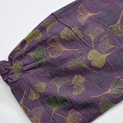 Ownkoti Retro Ginkgo Leaf Cotton Lounge Pants - image 16