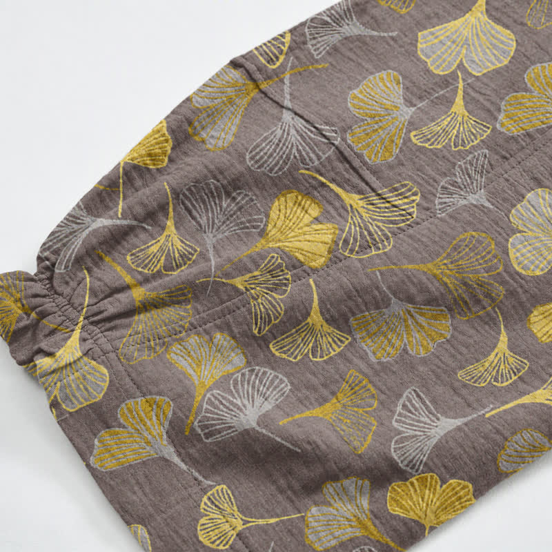 Ownkoti Retro Ginkgo Leaf Cotton Lounge Pants - image 22