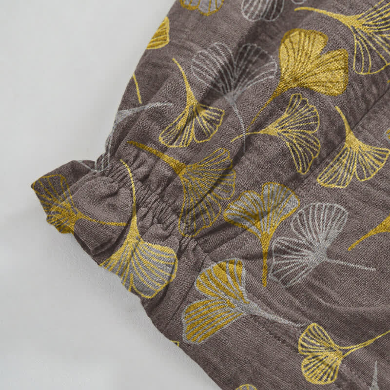 Ownkoti Retro Ginkgo Leaf Cotton Lounge Pants - image 23