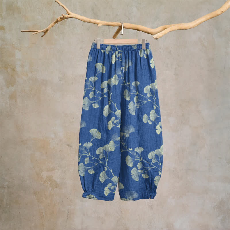 Ownkoti Ginkgo Branch Cotton Harem Pants with Pockets - image 7