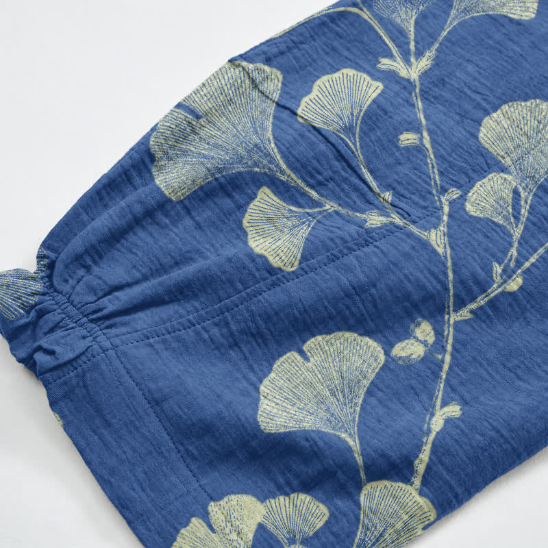 Ownkoti Ginkgo Branch Cotton Harem Pants with Pockets - image 10
