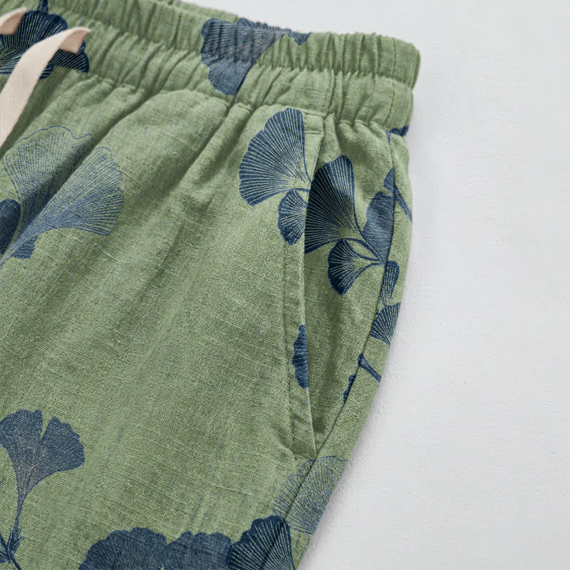 Ownkoti Ginkgo Branch Cotton Harem Pants with Pockets - image 21