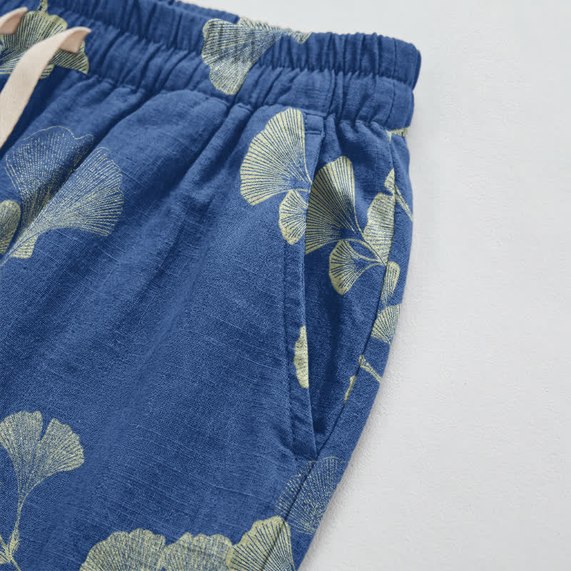 Ownkoti Ginkgo Branch Cotton Harem Pants with Pockets - image 9