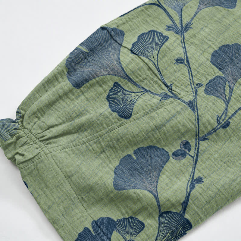 Ownkoti Ginkgo Branch Cotton Harem Pants with Pockets - image 22