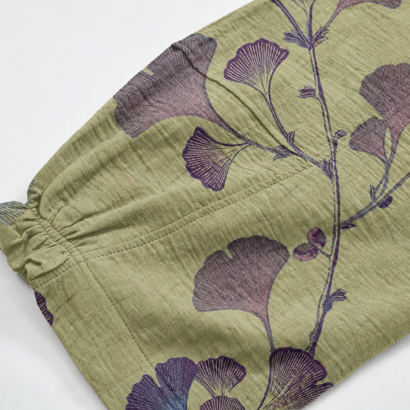Ownkoti Ginkgo Branch Cotton Harem Pants with Pockets - image 16
