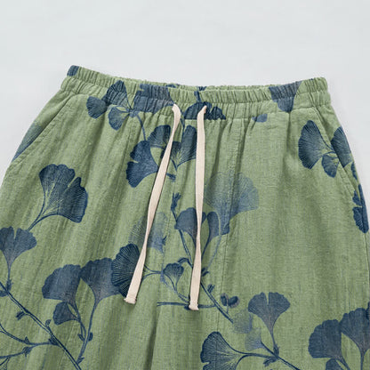 Ownkoti Ginkgo Branch Cotton Harem Pants with Pockets - image 20
