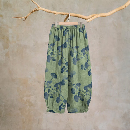 Ownkoti Ginkgo Branch Cotton Harem Pants with Pockets - image 19
