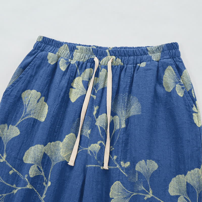 Ownkoti Ginkgo Branch Cotton Harem Pants with Pockets - image 8