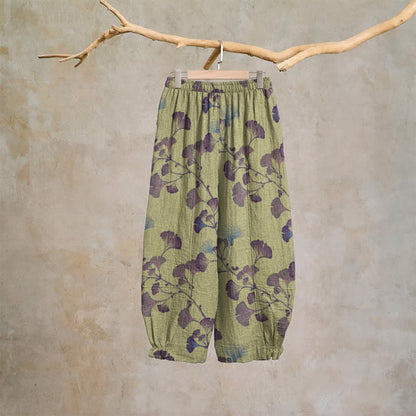 Ownkoti Ginkgo Branch Cotton Harem Pants with Pockets - image 13