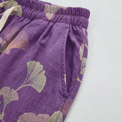 Ownkoti Ginkgo Branch Cotton Harem Pants with Pockets - image 3