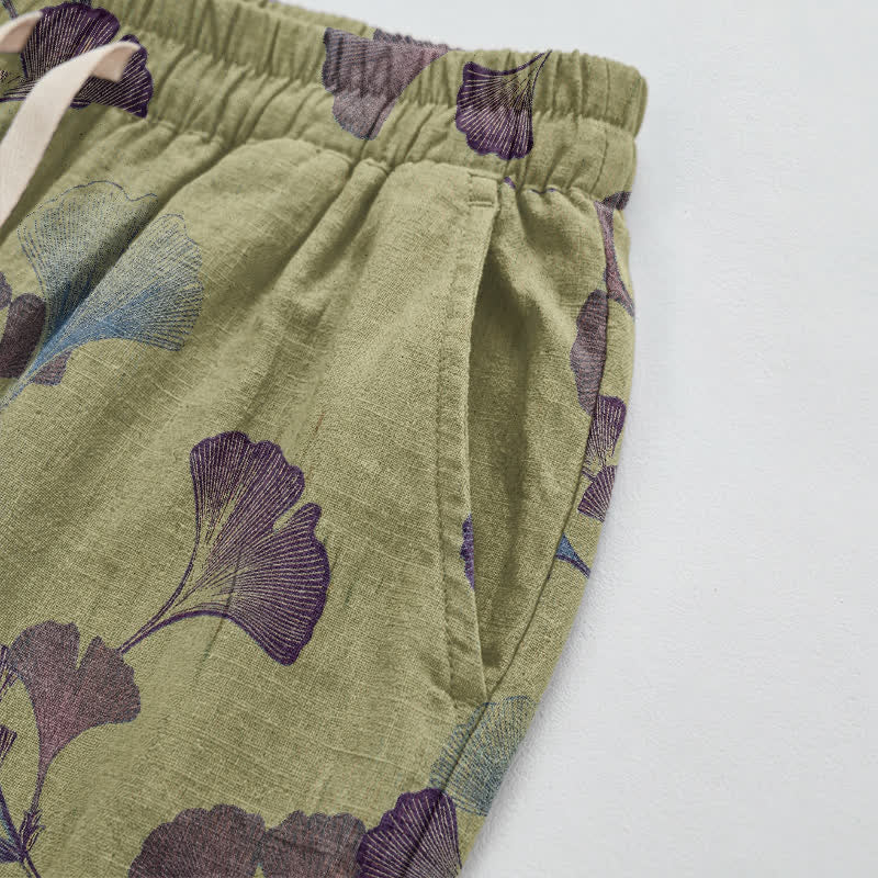 Ownkoti Ginkgo Branch Cotton Harem Pants with Pockets - image 15