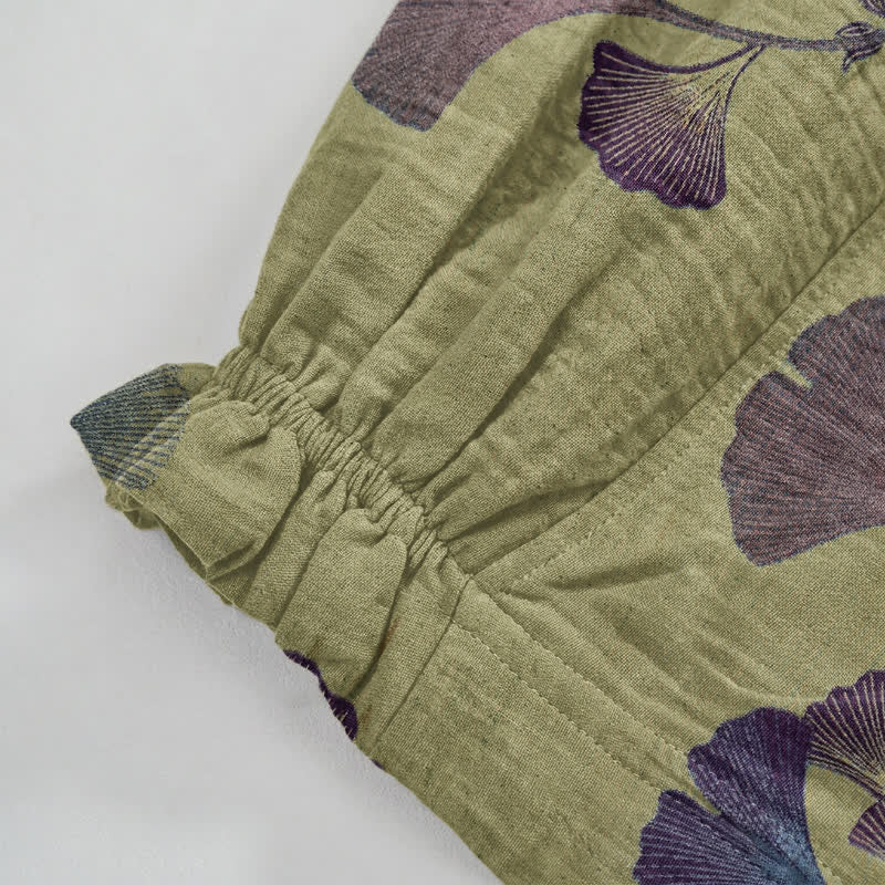 Ownkoti Ginkgo Branch Cotton Harem Pants with Pockets - image 17