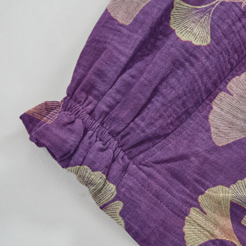 Ownkoti Ginkgo Branch Cotton Harem Pants with Pockets - image 5