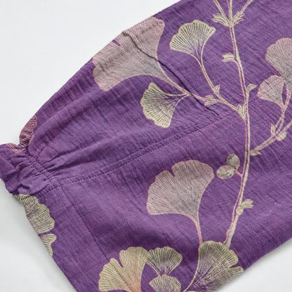 Ownkoti Ginkgo Branch Cotton Harem Pants with Pockets - image 4