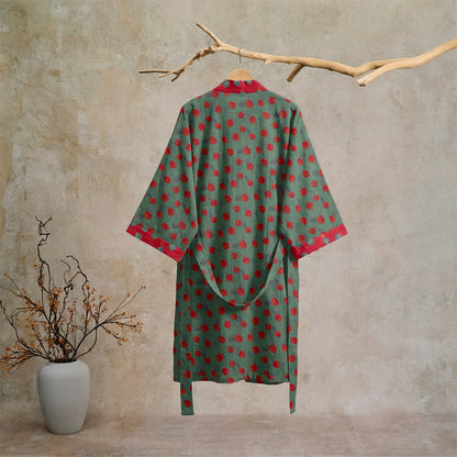 Ownkoti Vintage Polka Dot Cotton Kimono Robe - image 6