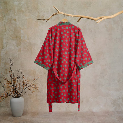 Ownkoti Vintage Polka Dot Cotton Kimono Robe - image 1