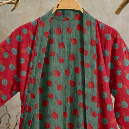 Ownkoti Vintage Polka Dot Cotton Kimono Robe - image 2