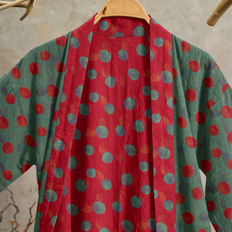 Ownkoti Vintage Polka Dot Cotton Kimono Robe - image 7