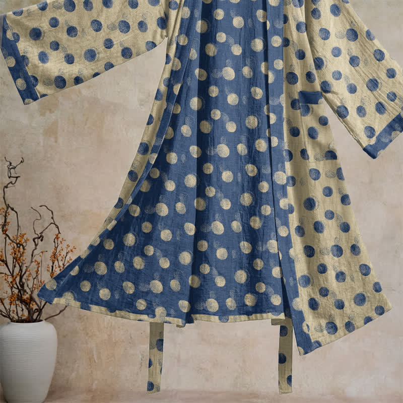 Ownkoti Vintage Polka Dot Cotton Kimono Robe - image 18