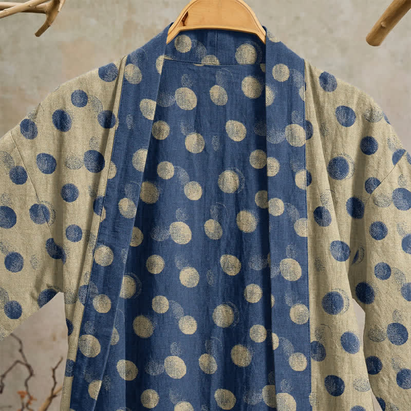 Ownkoti Vintage Polka Dot Cotton Kimono Robe - image 17