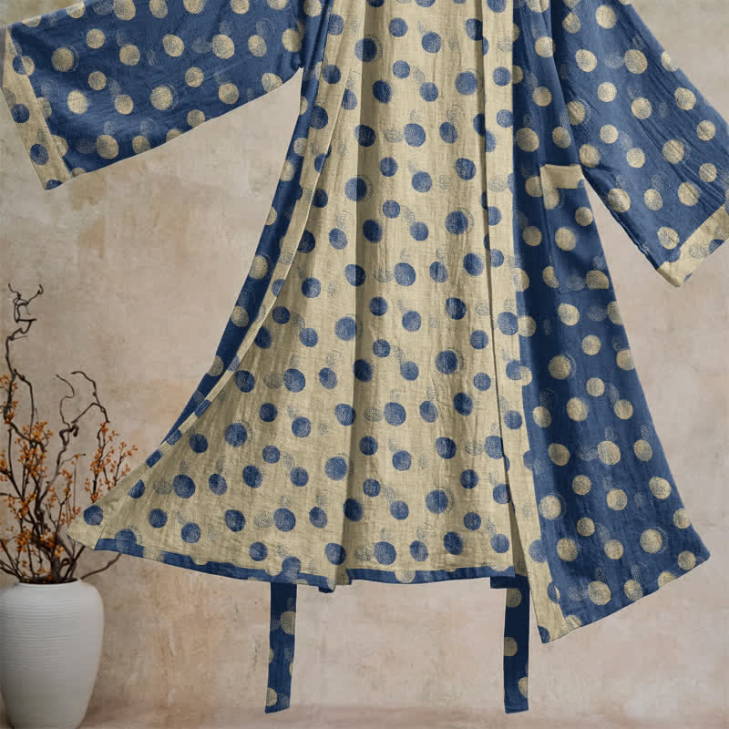 Ownkoti Vintage Polka Dot Cotton Kimono Robe - image 13