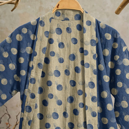 Ownkoti Vintage Polka Dot Cotton Kimono Robe - image 12