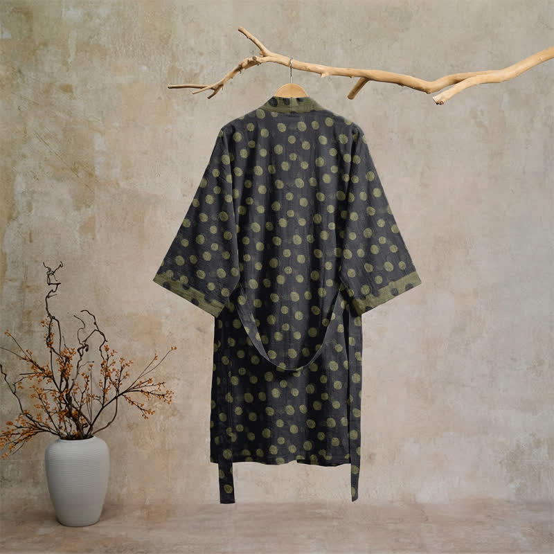 Ownkoti Vintage Polka Dot Cotton Kimono Robe - image 21