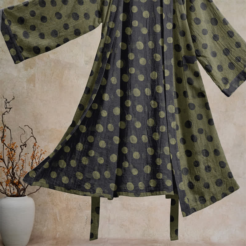 Ownkoti Vintage Polka Dot Cotton Kimono Robe - image 28