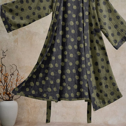 Ownkoti Vintage Polka Dot Cotton Kimono Robe - image 28