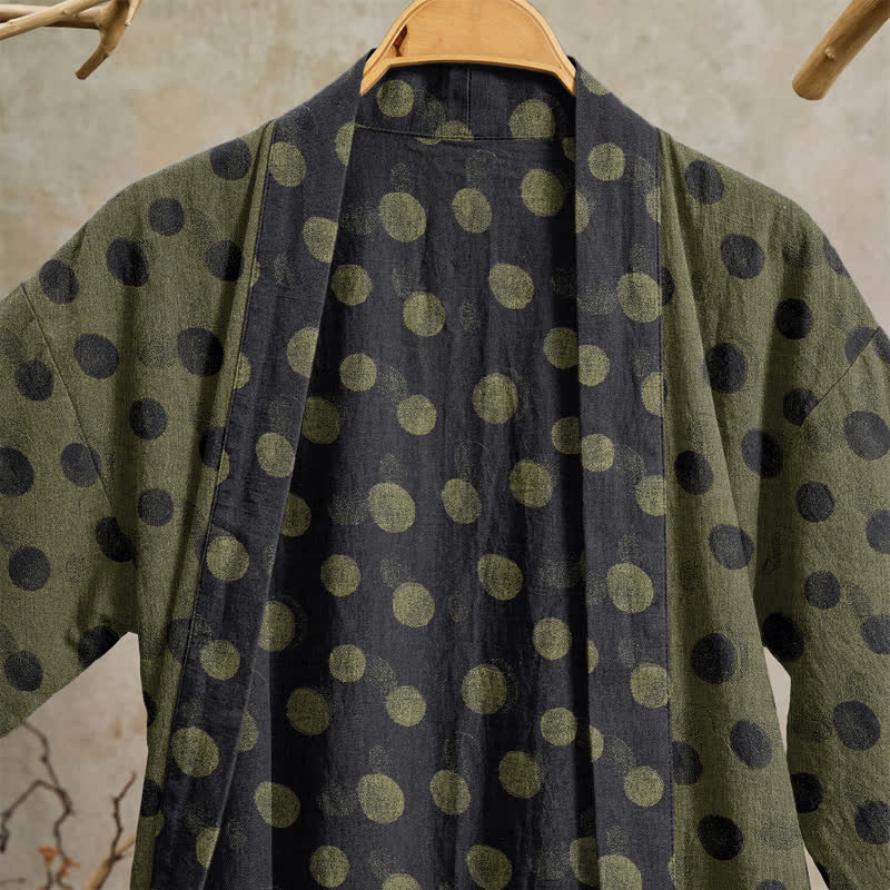 Ownkoti Vintage Polka Dot Cotton Kimono Robe - image 27