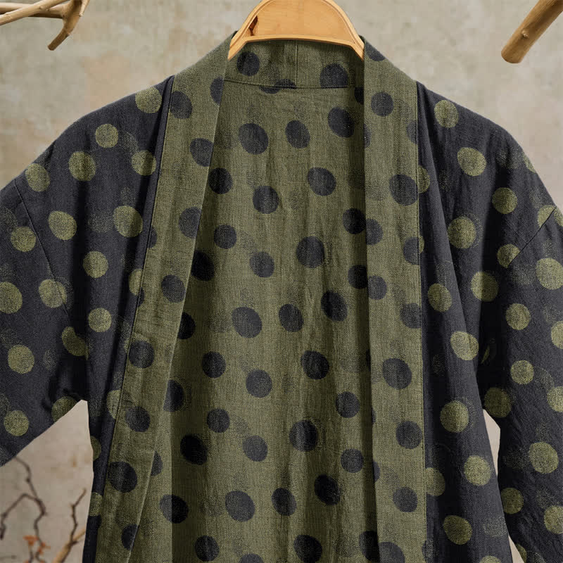 Ownkoti Vintage Polka Dot Cotton Kimono Robe - image 22