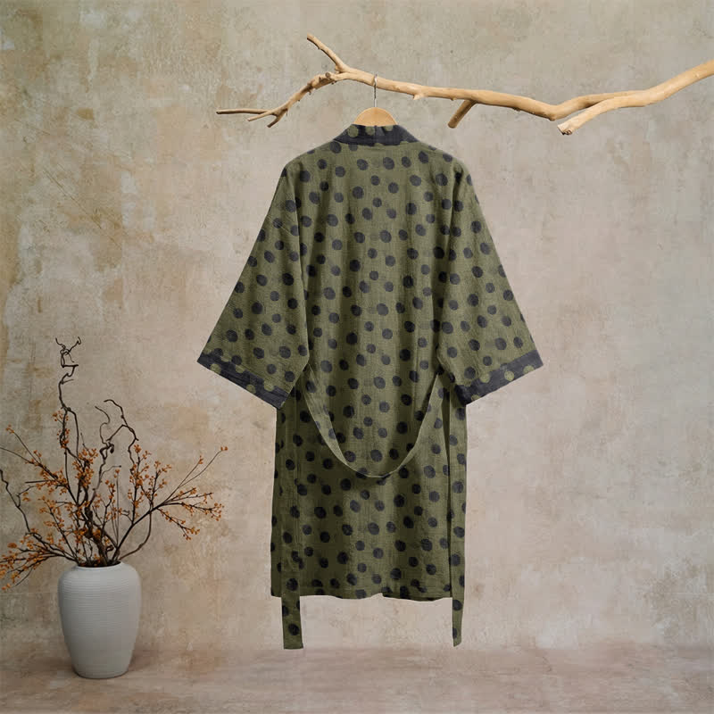 Ownkoti Vintage Polka Dot Cotton Kimono Robe - image 26