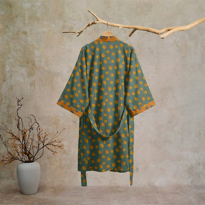 Ownkoti Vintage Polka Dot Cotton Kimono Robe - image 21