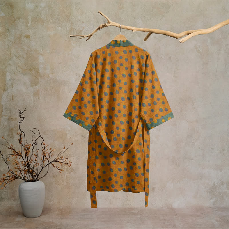 Ownkoti Vintage Polka Dot Cotton Kimono Robe - image 36