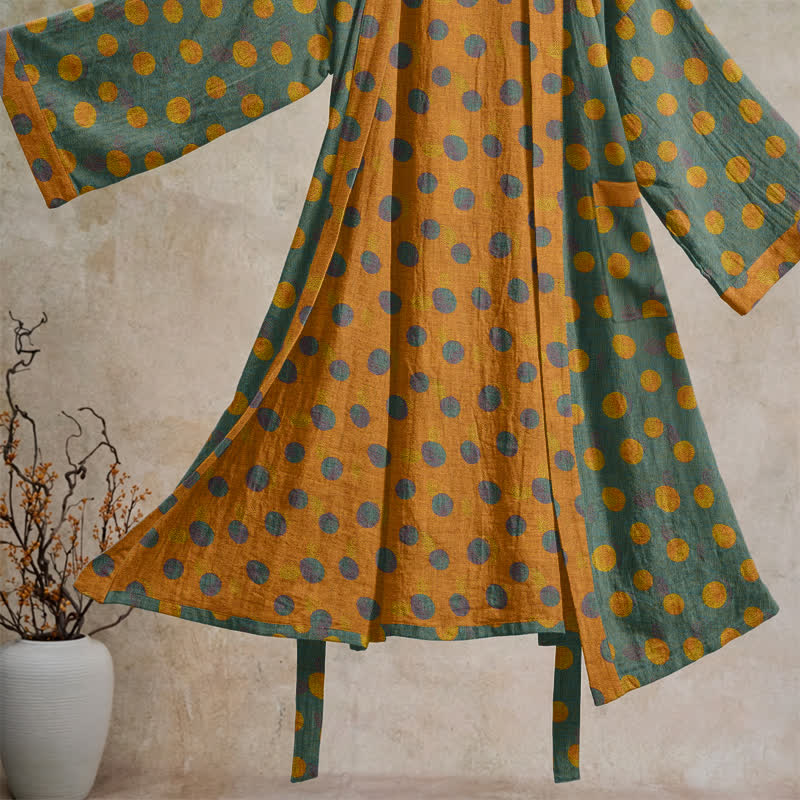 Ownkoti Vintage Polka Dot Cotton Kimono Robe - image 33