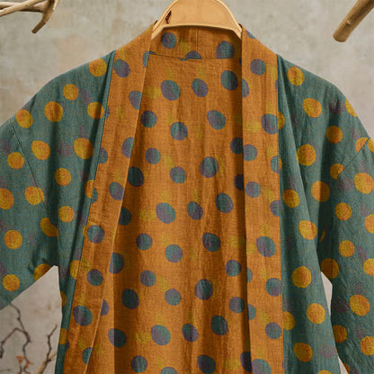 Ownkoti Vintage Polka Dot Cotton Kimono Robe - image 32